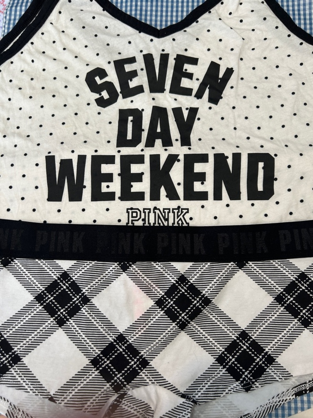PINK Black & White 'Seven Day Weekend' Graphic Sleep Tank & Boy Short Panty